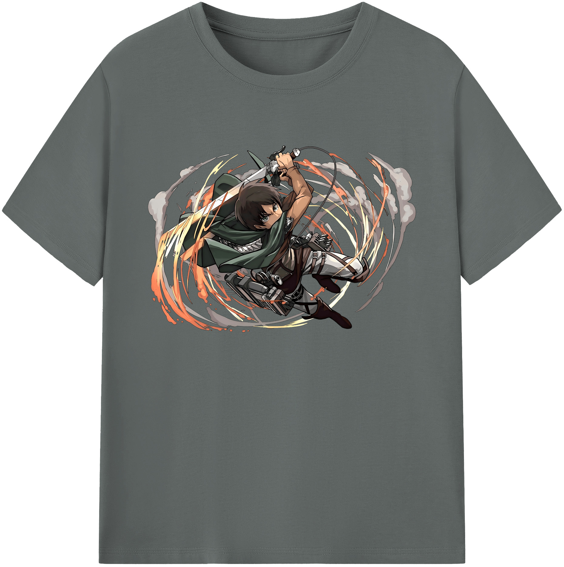（画像用） 進撃の巨人 エレン･イェーガー Attack on Titan Eren Jäger 綿100％ メンズ半袖Tシャツ｜肌触りやわらか＆通気性